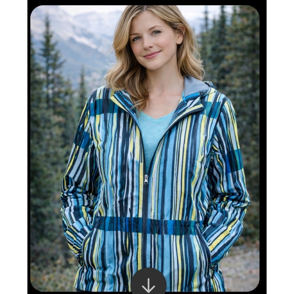 Spyder Women's‎ XL Hooded Lightweight Striped Windbreaker Jacket